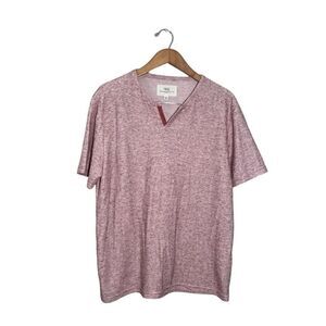 WRK Short Sleeve Tee Shirt Men’s XL Ribbed Textured Linen Blend Mauve‎